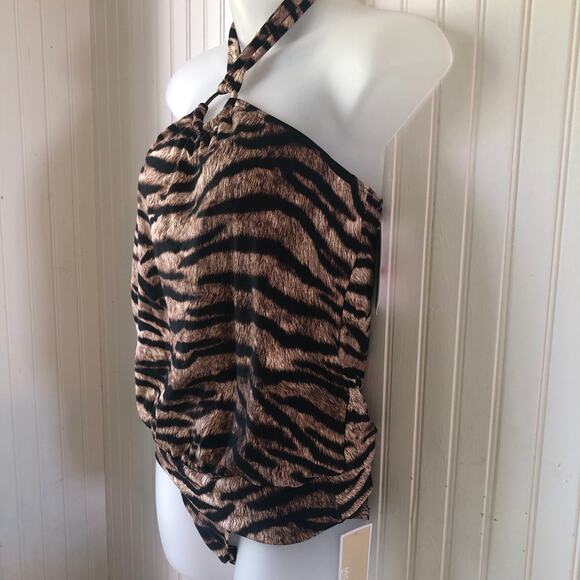 MICHAEL KORS Retail $158 Tiger Print Halter Tankini 2 Piece Bikini Size XSmall - Picture 5 of 6
